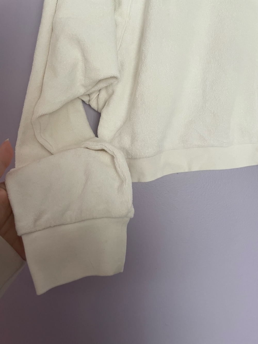Kondi Cream Cropped Sweatshirt Terry Cloth size XS/S - Picture 3 of 8